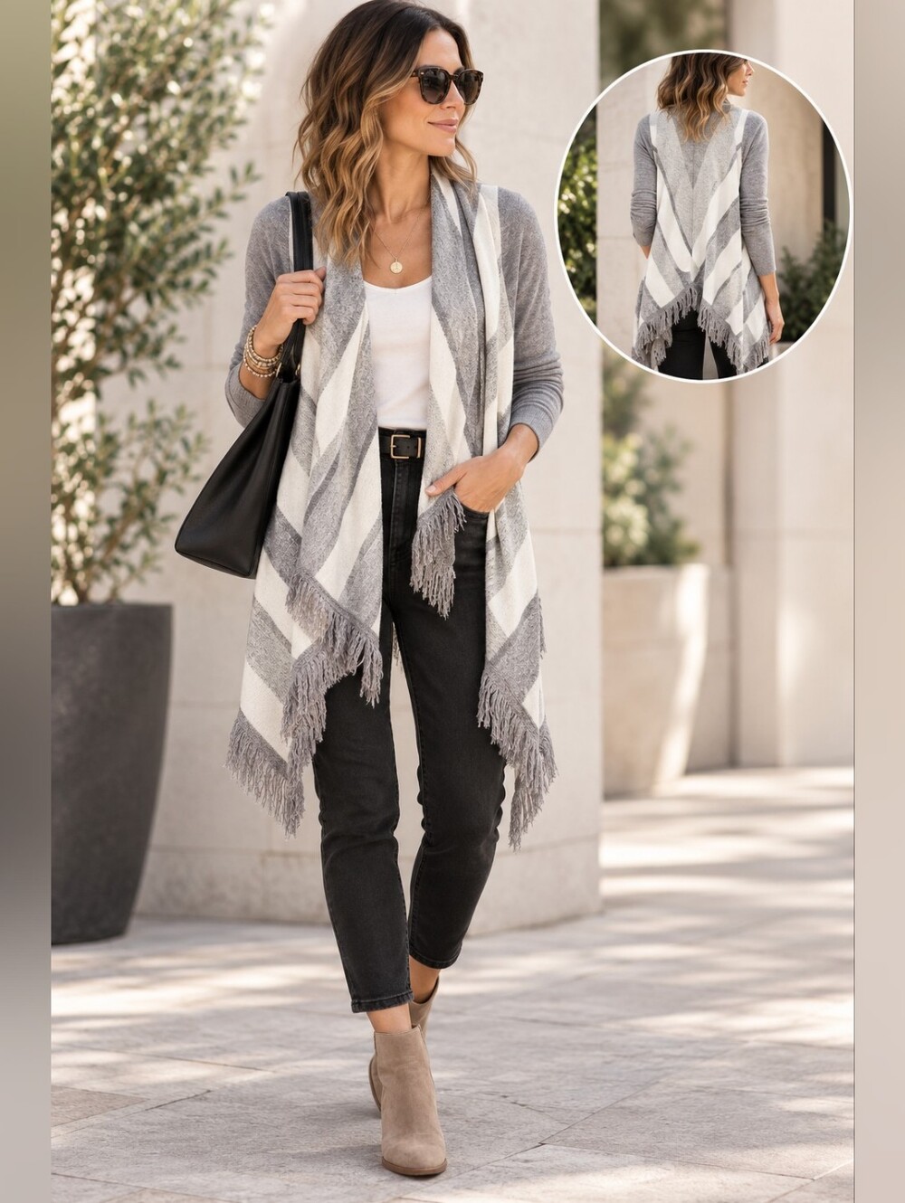 Anthropologie Saturday Sunday Elise Open Front Fringe Cardigan sweater size s